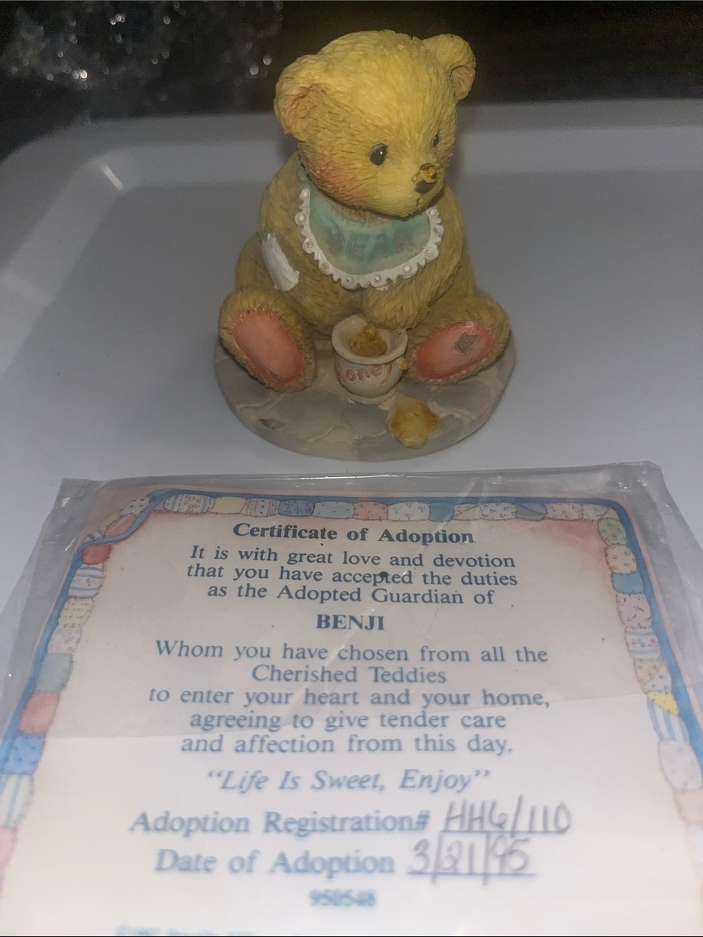 Cherished Teddies “Benji : Life is Sweet, Enjoy HH6/110 Figurine COA 590